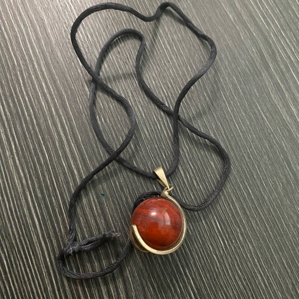 Handcrafted Red Agate Pendant Necklace - Unbranded